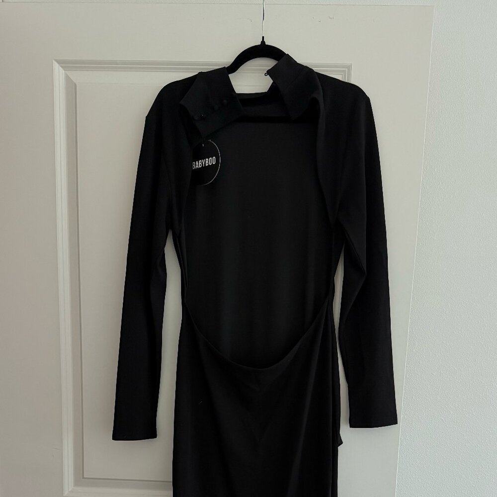 Babyboo - Imelda Maxi Dress, Black, Open Back, High Neck, Button Details, XXL